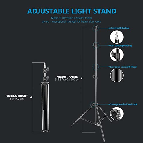NEEWER 2 Pack Bi Color 660 LED Video Light and Stand Kit: (2) 3200-5600K CRI 96+ Dimmable Light with U Bracket and Barndoor, (2) 75 inches Light Stand for Studio Photography, Video Recording (Black)