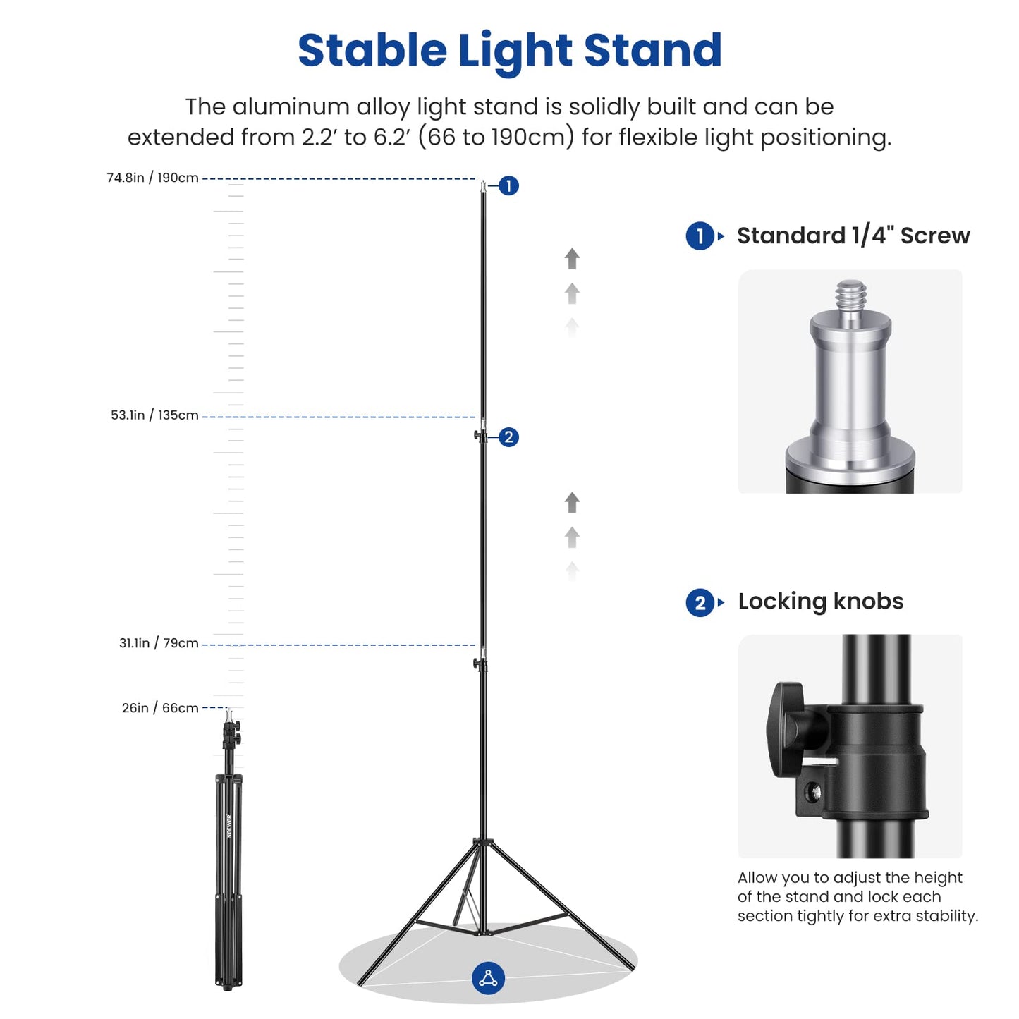 NEEWER 2 Pack Bi Color 660 LED Video Light and Stand Kit: (2) 3200-5600K CRI 96+ Dimmable Light with U Bracket and Barndoor, (2) 75 inches Light Stand for Studio Photography, Video Recording (Black)