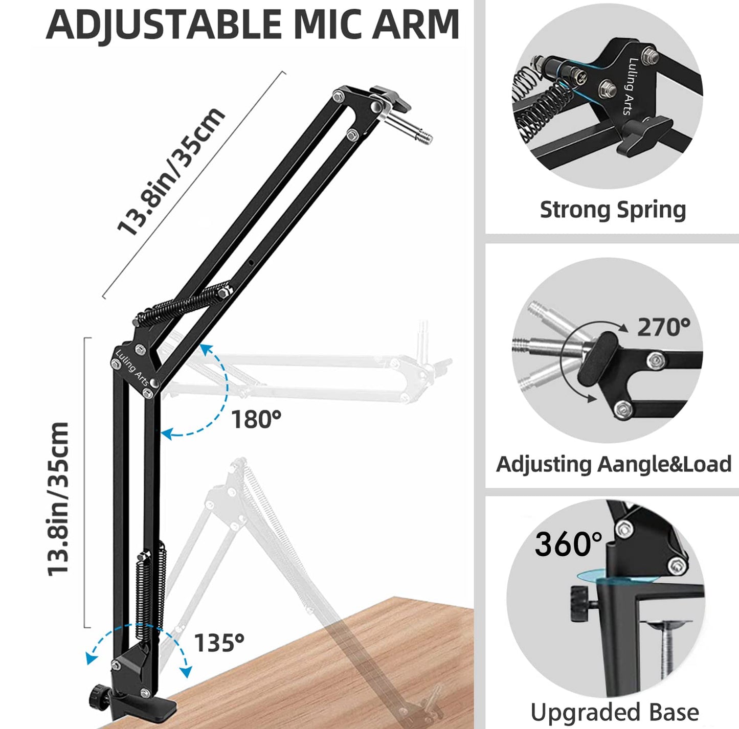 Microphone Stand for Blue Yeti, Quadcast Boom Arm Scissor Mic Stand with Windscreen and Double layered screen Pop Filter Heavy Duty Mic Boom Scissor Arm Stands, Broadcasting and Recording.Game
