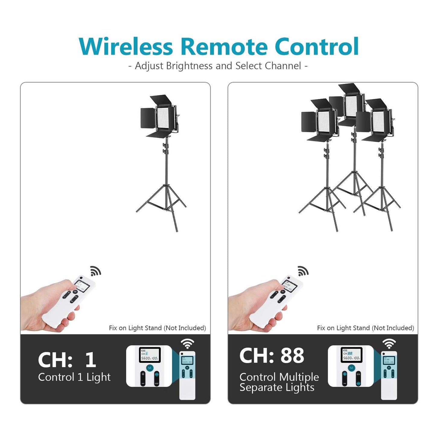 NEEWER 2 Pack Bi Color 660 LED Video Light and Stand Kit: (2) 3200-5600K CRI 96+ Dimmable Light with U Bracket and Barndoor, (2) 75 inches Light Stand for Studio Photography, Video Recording (Black)