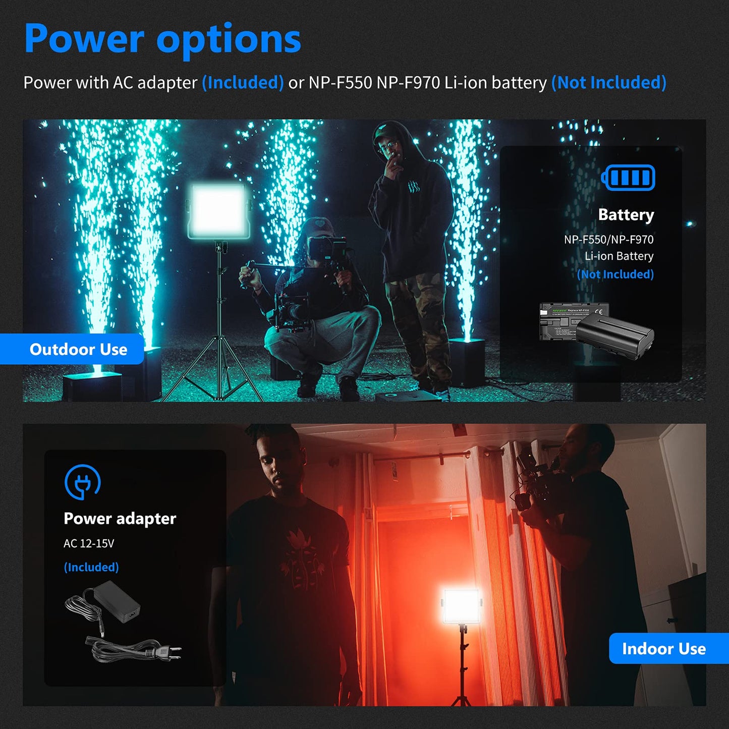 NEEWER 2 Pack Bi Color 660 LED Video Light and Stand Kit: (2) 3200-5600K CRI 96+ Dimmable Light with U Bracket and Barndoor, (2) 75 inches Light Stand for Studio Photography, Video Recording (Black)